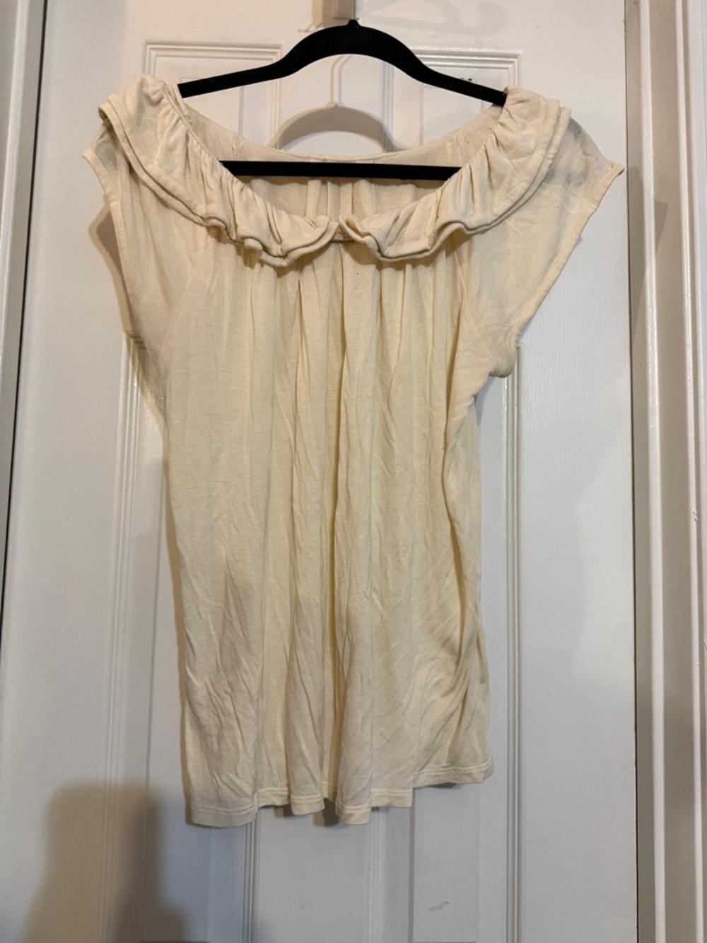 New York & Company Cream Ruffle-Trim Off-Shoulder Camisole